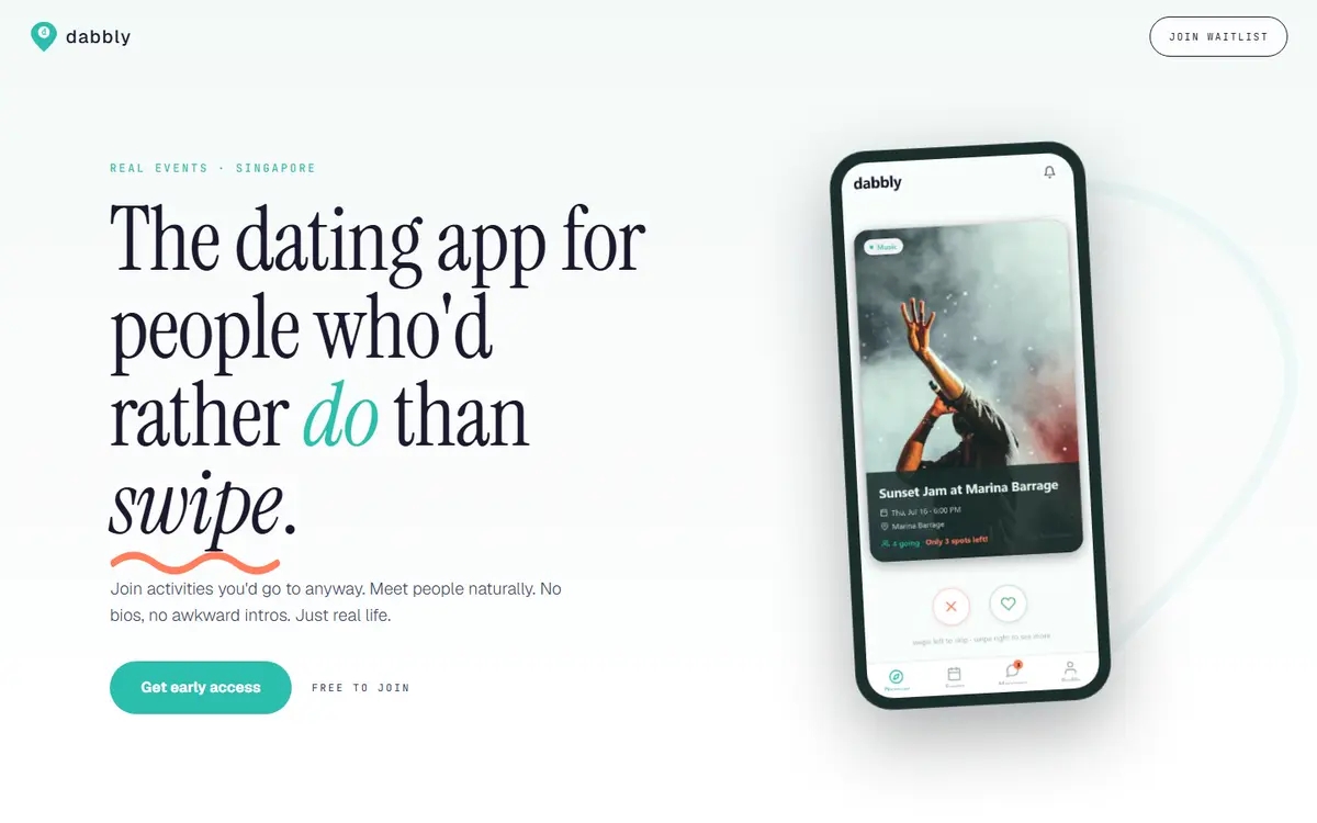 Dabbly: web design for a dating app, by DayThree Studio
